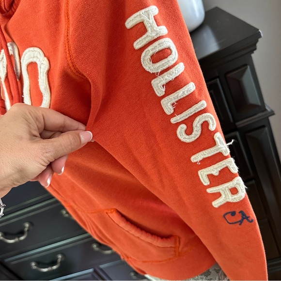 Y2K Hollister HCO Full-Zip Hoodie Orange Chenille Logo Size L - Picture 4 of 16